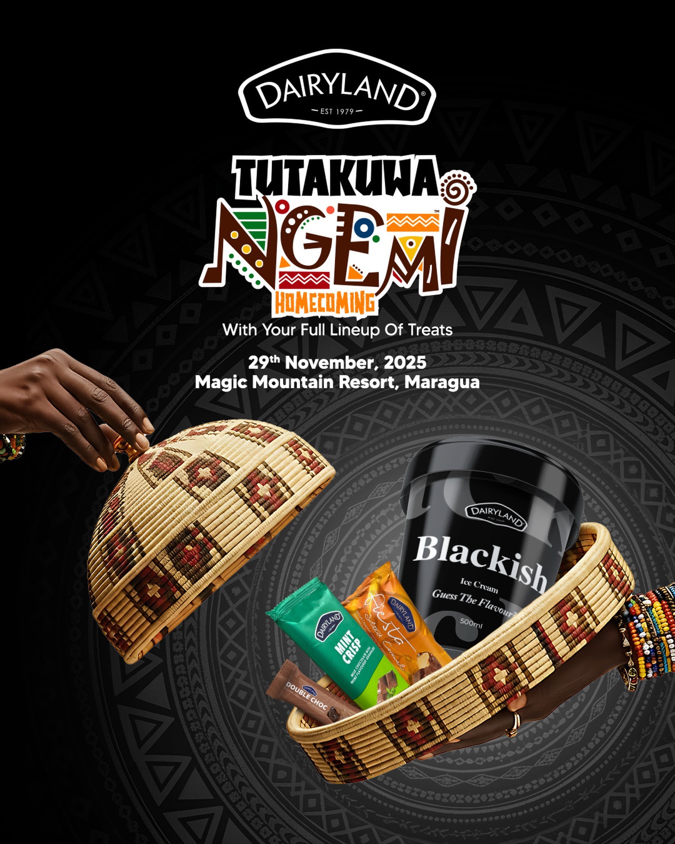 Àndù à nyumba, we’re landing at Ngemi with Blackish, our bold black ice cream debut, along with all the treats you love. Swing through and enjoy something special.

#DairylandKe #Blackish