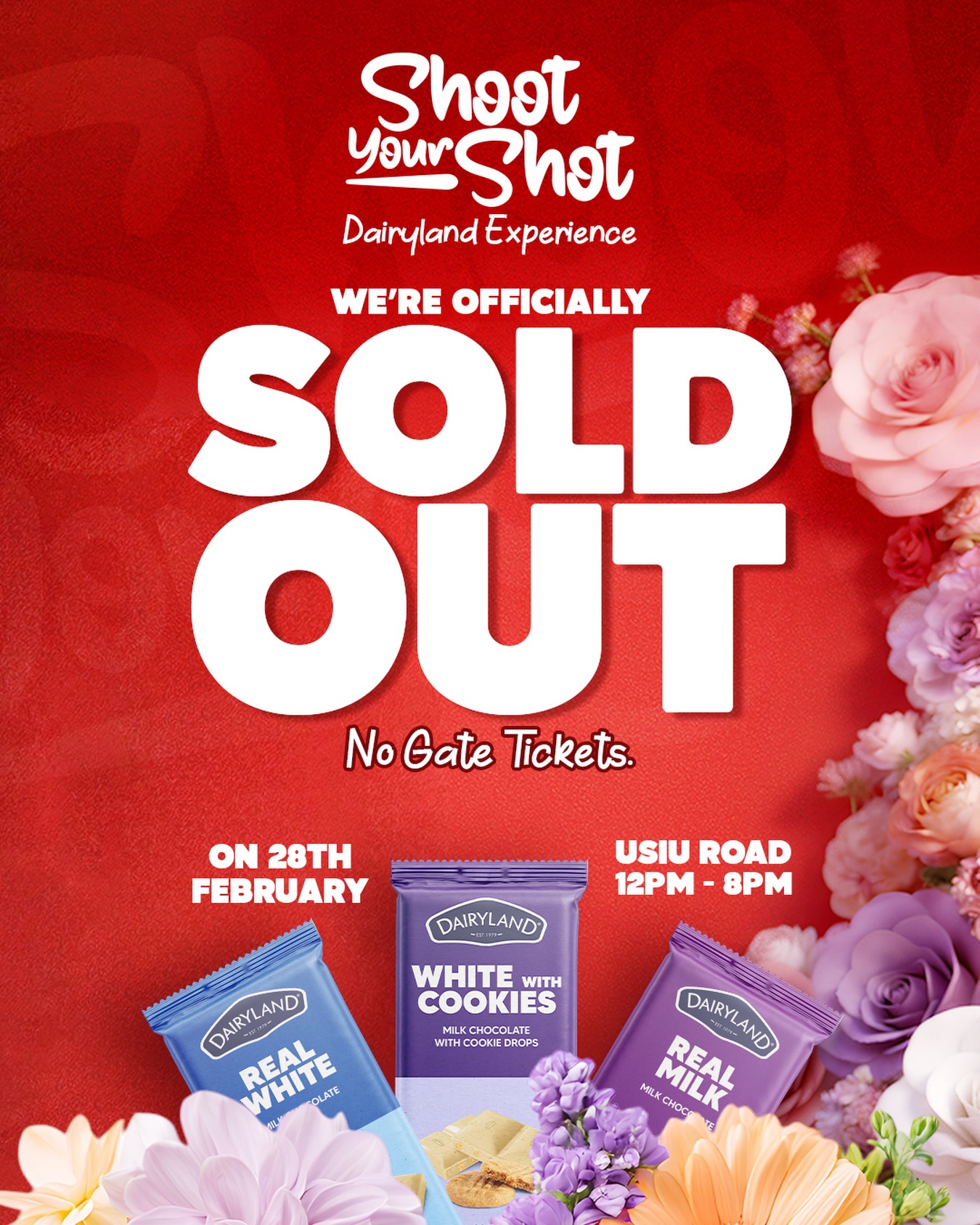 Tickets are SOLD OUT 🔴🧡🩷

NO tickets will be sold at the gate. If you got yours, you already know it’s going to be special! See you February 28th 🎉 

#ShootYourShot #DairylandExperience #HiiItanasa